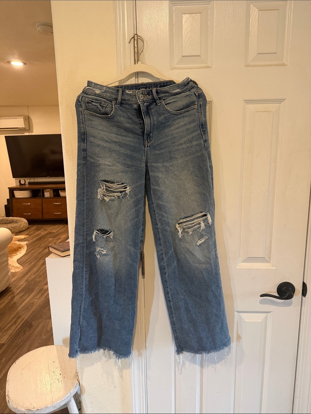 American Eagle Outfitters Wide Leg Ripped Jeans